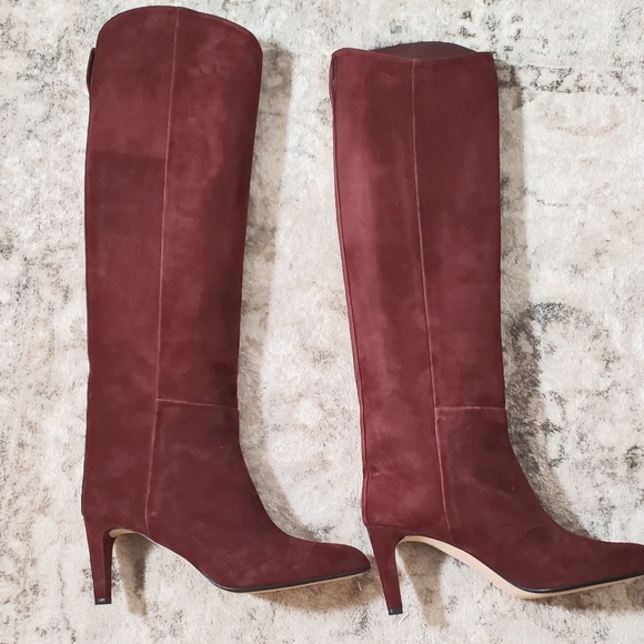 THEORY Tube Knee-High Boot in Suede in dark rust size US 8 - Picture 3 of 4